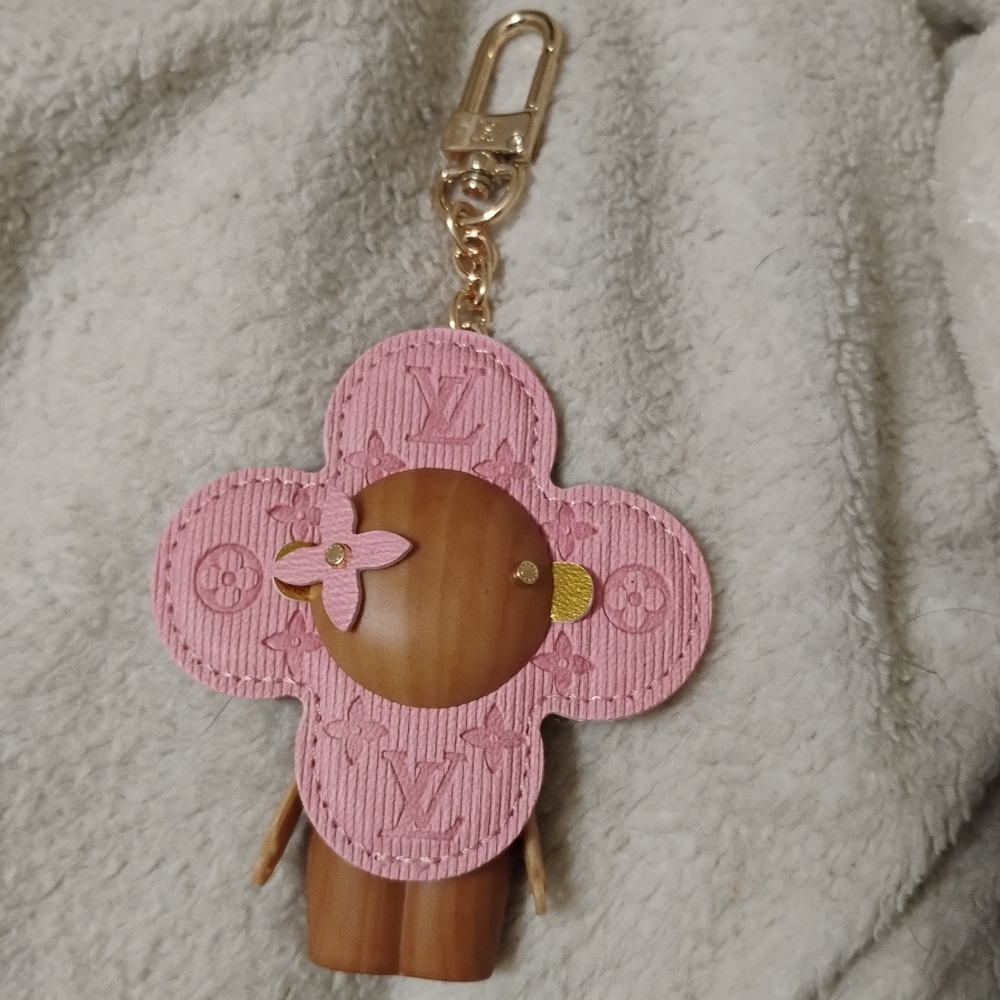 Upcycled Pink Monogram Vivienne Keychain Accessory